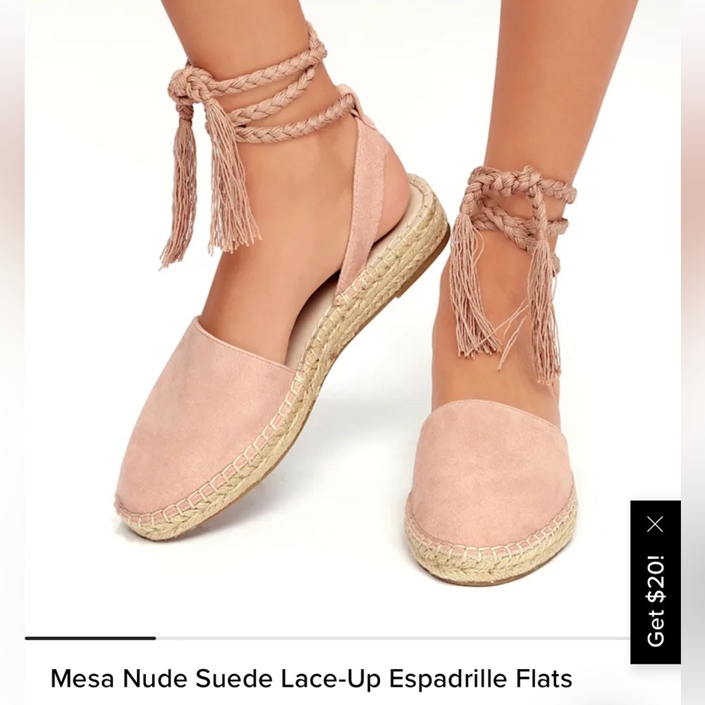 Steve Madden MESA Nude Suede Espadrille Flats w Tassel Ties Size 7